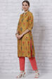 Peach Poly Cotton Straight Kurta image number 2